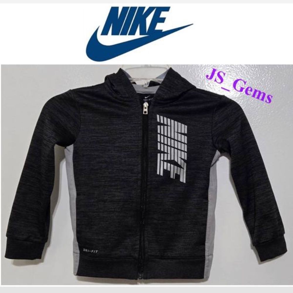 Nike Jacket Kid Boys 4T Track Full Zip Grey Long Sleeve Hoodie Pockets Logo